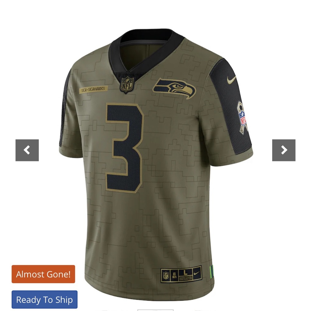 NFL Men's Seattle Seahawks Russell Wilson Nike Olive Salute To Service Jersey
